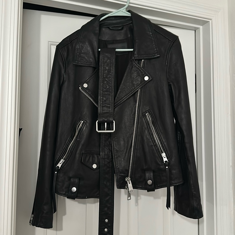 All Saints Women’s Luna Leather Biker Jacket, Size XS